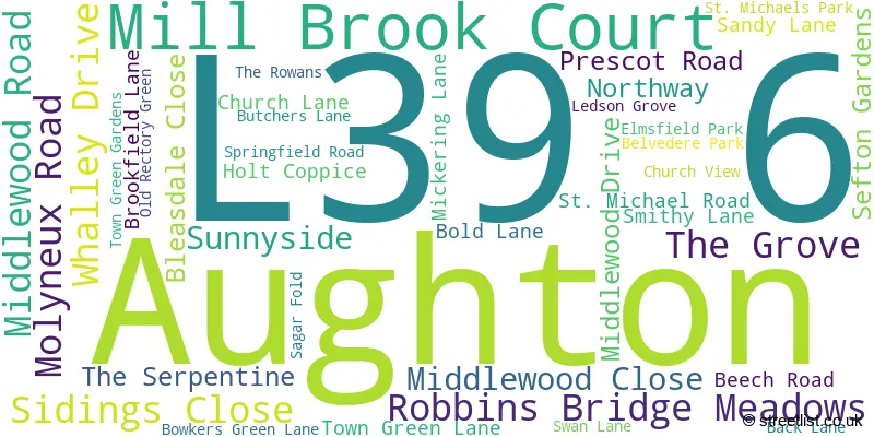 A word cloud for the L39 6 postcode